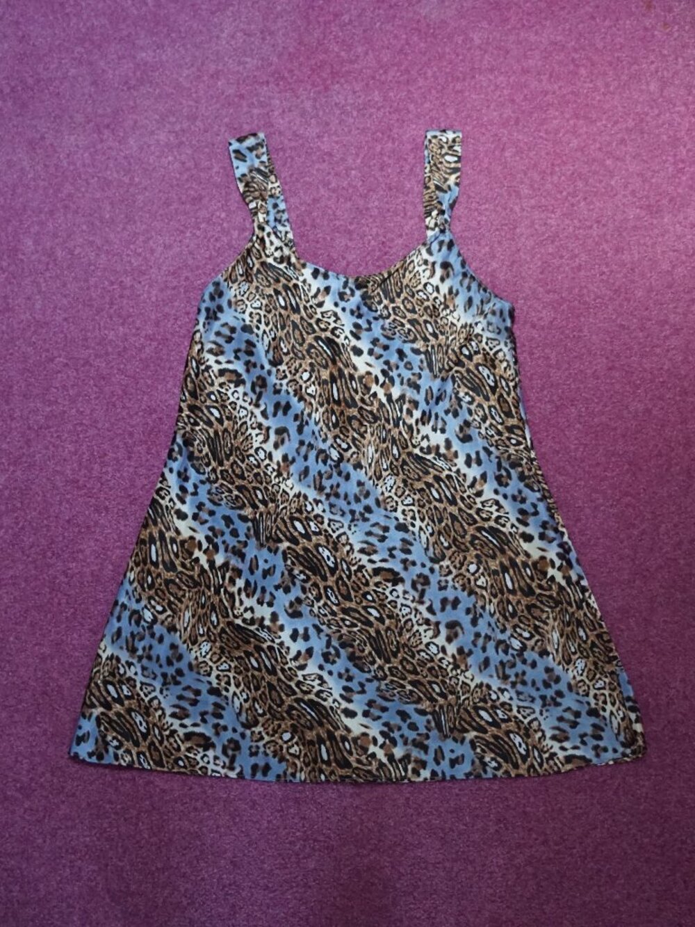 Vintage Amanda Stewart leopard print slip mini dress  Size M